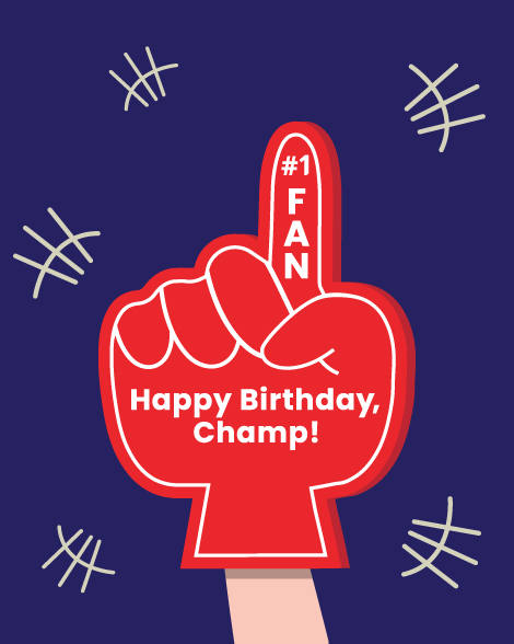 Happy birthday champ! Virtual birthday card cover